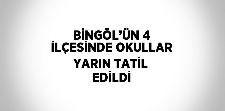 BİNGÖL’ÜN 4 İLÇESİNDE OKULLAR YARIN TATİL EDİLDİ