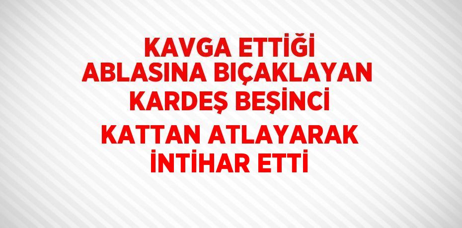 KAVGA ETTİĞİ ABLASINA BIÇAKLAYAN KARDEŞ BEŞİNCİ KATTAN ATLAYARAK İNTİHAR ETTİ