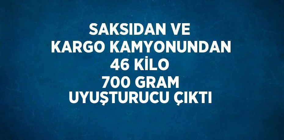 SAKSIDAN VE KARGO KAMYONUNDAN 46 KİLO 700 GRAM UYUŞTURUCU ÇIKTI