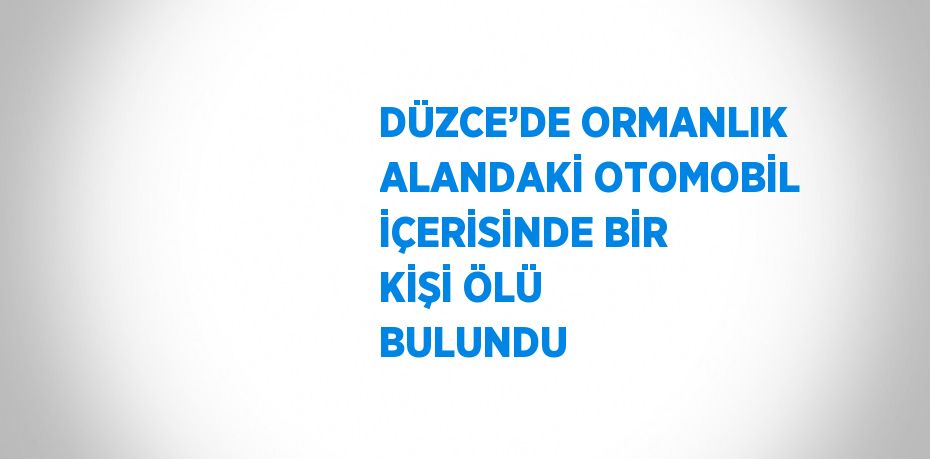 DÜZCE’DE ORMANLIK ALANDAKİ OTOMOBİL İÇERİSİNDE BİR KİŞİ ÖLÜ BULUNDU