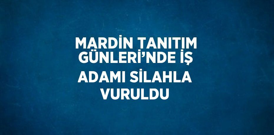 MARDİN TANITIM GÜNLERİ’NDE İŞ ADAMI SİLAHLA VURULDU