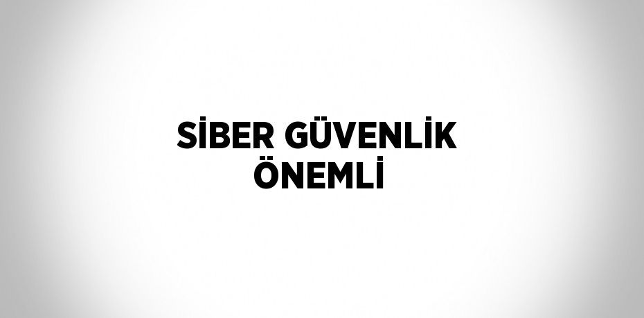 SİBER GÜVENLİK ÖNEMLİ