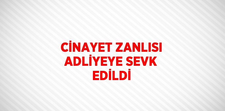 CİNAYET ZANLISI ADLİYEYE SEVK EDİLDİ