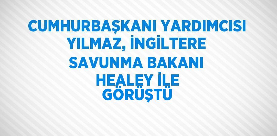 CUMHURBAŞKANI YARDIMCISI YILMAZ, İNGİLTERE SAVUNMA BAKANI HEALEY İLE GÖRÜŞTÜ