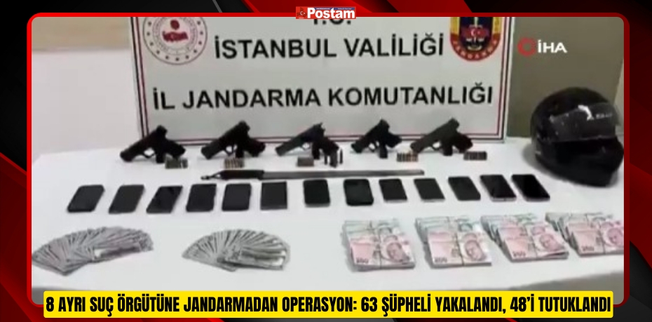 8 ayrı suç örgütüne jandarmadan operasyon: 63 şüpheli yakalandı, 48’i tutuklandı  