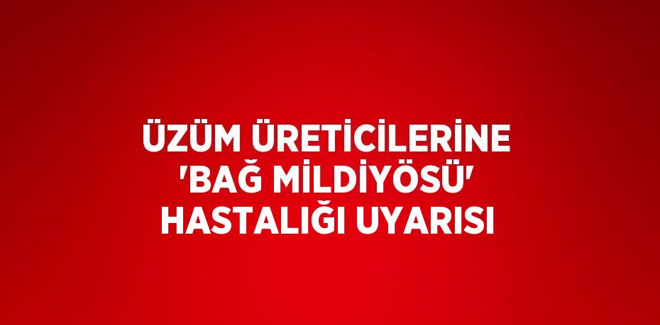 ÜZÜM ÜRETİCİLERİNE 'BAĞ MİLDİYÖSÜ' HASTALIĞI UYARISI