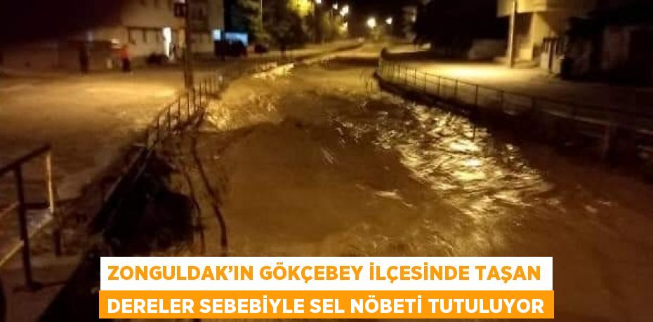 ZONGULDAK’IN GÖKÇEBEY İLÇESİNDE TAŞAN DERELER SEBEBİYLE SEL NÖBETİ TUTULUYOR