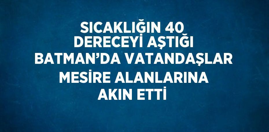 SICAKLIĞIN 40 DERECEYİ AŞTIĞI BATMAN’DA VATANDAŞLAR MESİRE ALANLARINA AKIN ETTİ