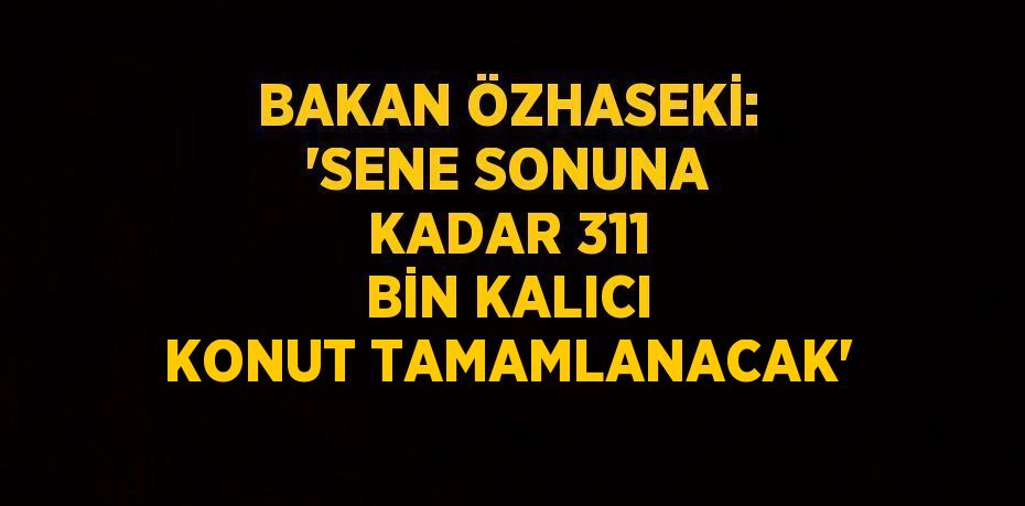 BAKAN ÖZHASEKİ: 'SENE SONUNA KADAR 311 BİN KALICI KONUT TAMAMLANACAK'