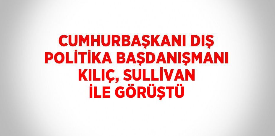 CUMHURBAŞKANI DIŞ POLİTİKA BAŞDANIŞMANI KILIÇ, SULLİVAN İLE GÖRÜŞTÜ