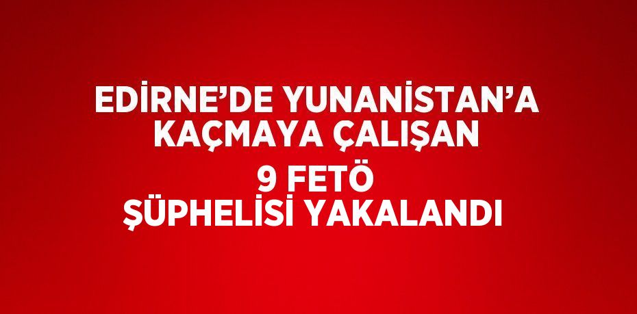 EDİRNE’DE YUNANİSTAN’A KAÇMAYA ÇALIŞAN 9 FETÖ ŞÜPHELİSİ YAKALANDI