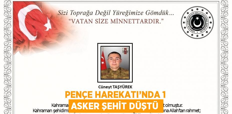 PENÇE HAREKATI’NDA 1 ASKER ŞEHİT DÜŞTÜ