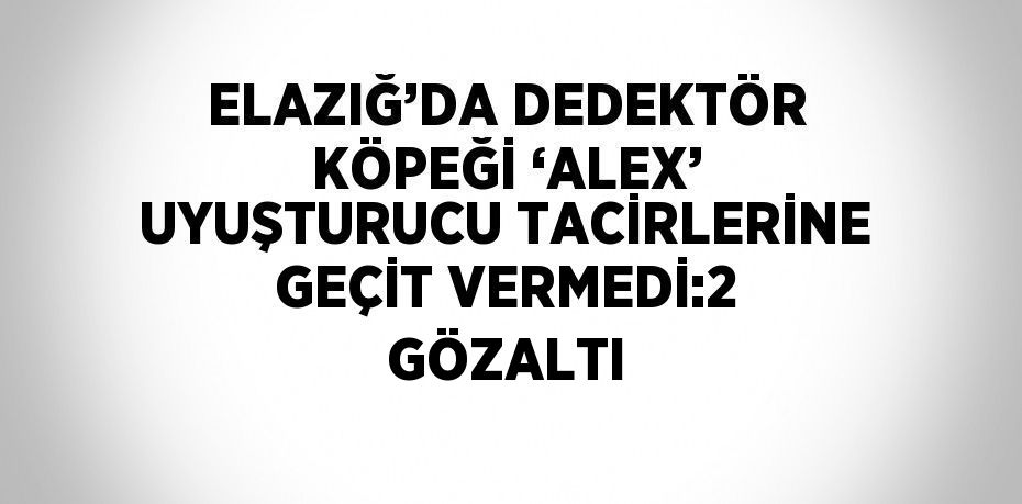 ELAZIĞ’DA DEDEKTÖR KÖPEĞİ ‘ALEX’ UYUŞTURUCU TACİRLERİNE GEÇİT VERMEDİ:2 GÖZALTI