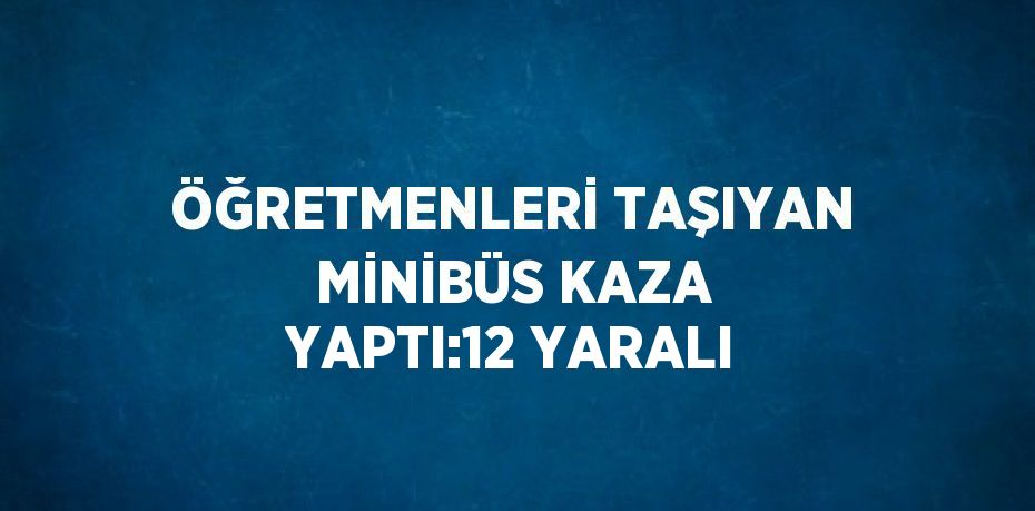 ÖĞRETMENLERİ TAŞIYAN MİNİBÜS KAZA YAPTI:12 YARALI