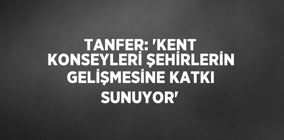 TANFER: 'KENT KONSEYLERİ ŞEHİRLERİN GELİŞMESİNE KATKI SUNUYOR'