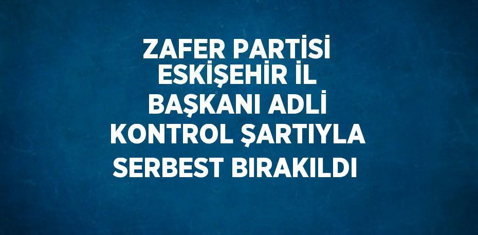 ZAFER PARTİSİ ESKİŞEHİR İL BAŞKANI ADLİ KONTROL ŞARTIYLA SERBEST BIRAKILDI