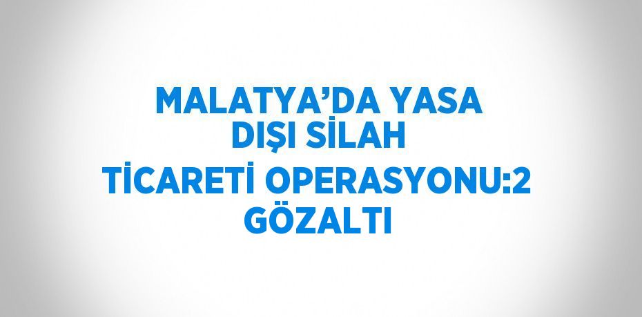 MALATYA’DA YASA DIŞI SİLAH TİCARETİ OPERASYONU:2 GÖZALTI