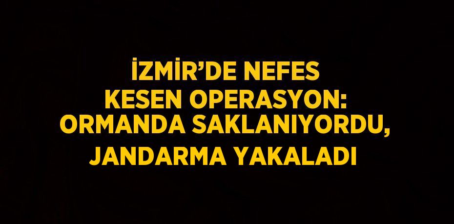 İZMİR’DE NEFES KESEN OPERASYON: ORMANDA SAKLANIYORDU, JANDARMA YAKALADI