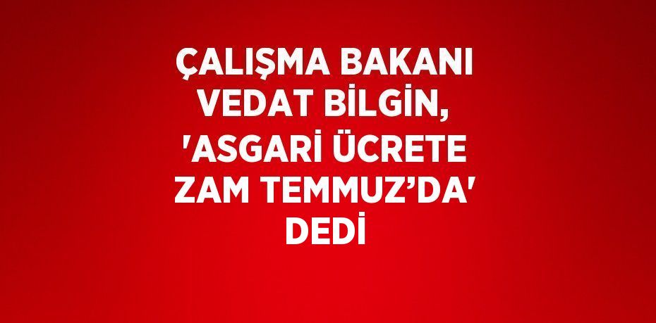 ÇALIŞMA BAKANI VEDAT BİLGİN, 'ASGARİ ÜCRETE ZAM TEMMUZ’DA' DEDİ