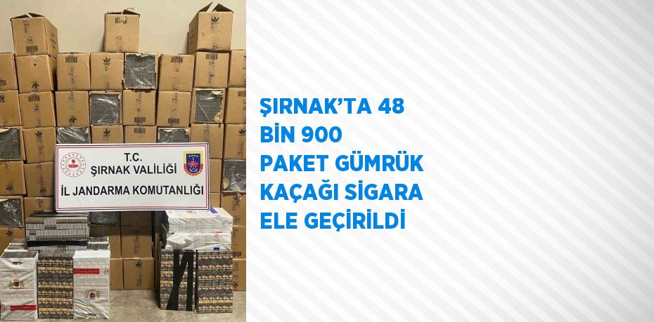 ŞIRNAK’TA 48 BİN 900 PAKET GÜMRÜK KAÇAĞI SİGARA ELE GEÇİRİLDİ