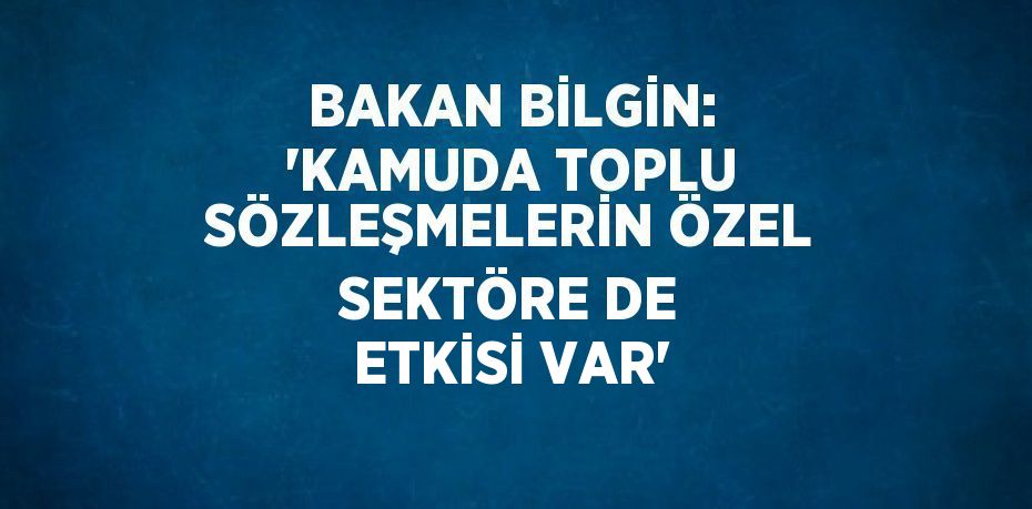 BAKAN BİLGİN: 'KAMUDA TOPLU SÖZLEŞMELERİN ÖZEL SEKTÖRE DE ETKİSİ VAR'