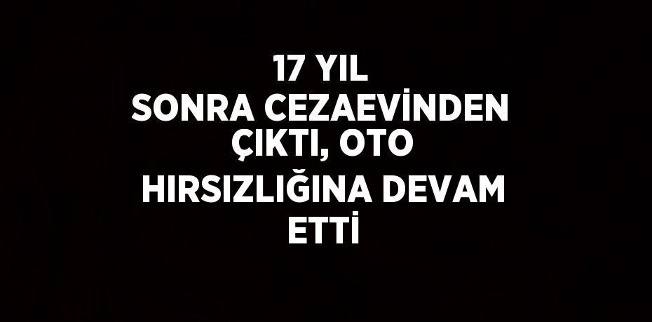 17 YIL SONRA CEZAEVİNDEN ÇIKTI, OTO HIRSIZLIĞINA DEVAM ETTİ