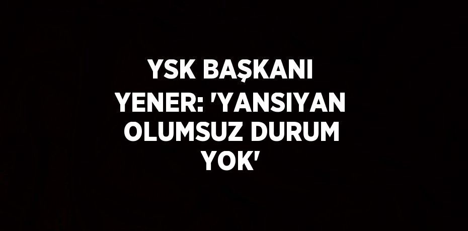 YSK BAŞKANI YENER: 'YANSIYAN OLUMSUZ DURUM YOK'