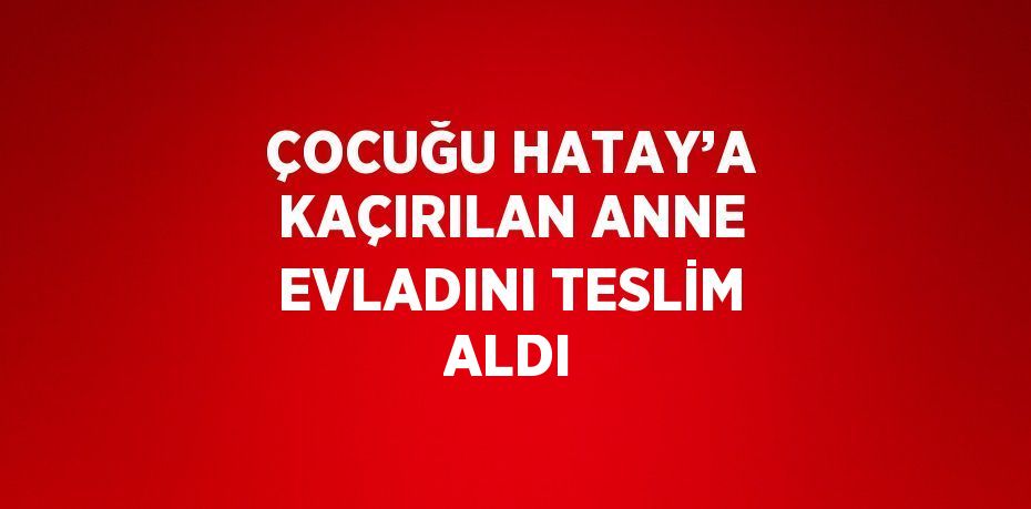 ÇOCUĞU HATAY’A KAÇIRILAN ANNE EVLADINI TESLİM ALDI