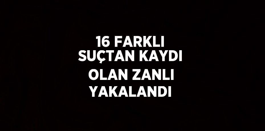 16 FARKLI SUÇTAN KAYDI OLAN ZANLI YAKALANDI