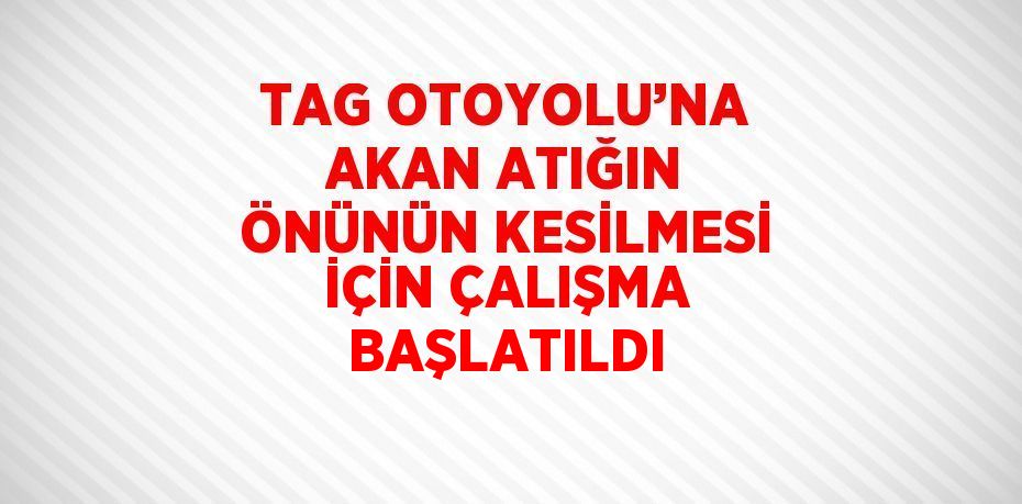 TAG OTOYOLU’NA AKAN ATIĞIN ÖNÜNÜN KESİLMESİ İÇİN ÇALIŞMA BAŞLATILDI