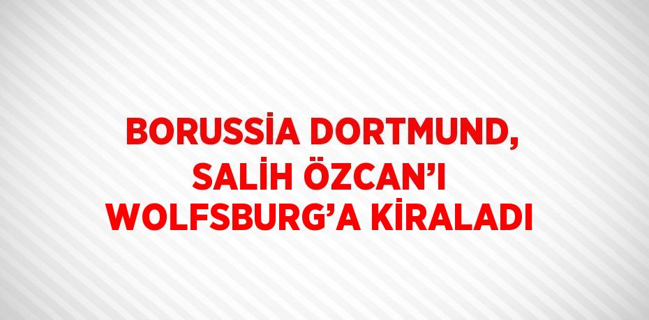 BORUSSİA DORTMUND, SALİH ÖZCAN’I WOLFSBURG’A KİRALADI