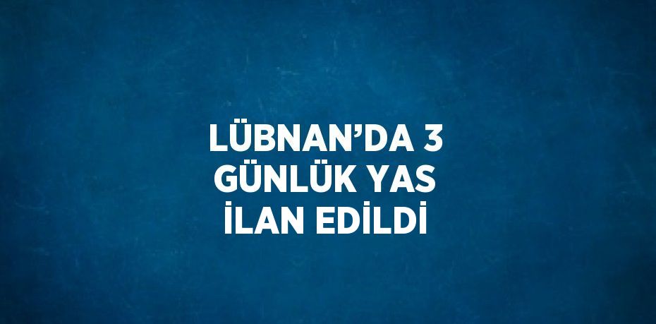 LÜBNAN’DA 3 GÜNLÜK YAS İLAN EDİLDİ