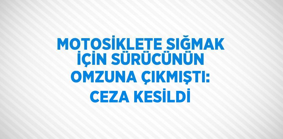 MOTOSİKLETE SIĞMAK İÇİN SÜRÜCÜNÜN OMZUNA ÇIKMIŞTI: CEZA KESİLDİ