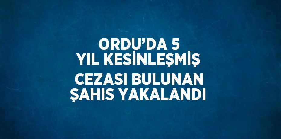 ORDU’DA 5 YIL KESİNLEŞMİŞ CEZASI BULUNAN ŞAHIS YAKALANDI