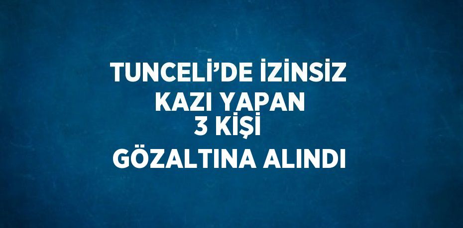 TUNCELİ’DE İZİNSİZ KAZI YAPAN 3 KİŞİ GÖZALTINA ALINDI