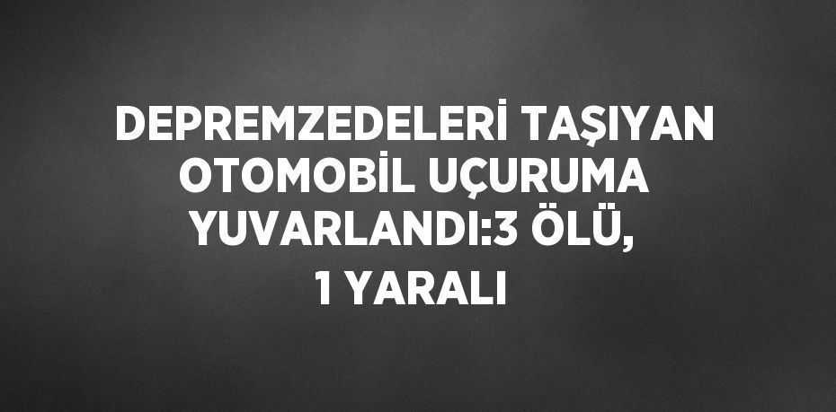 DEPREMZEDELERİ TAŞIYAN OTOMOBİL UÇURUMA YUVARLANDI:3 ÖLÜ, 1 YARALI
