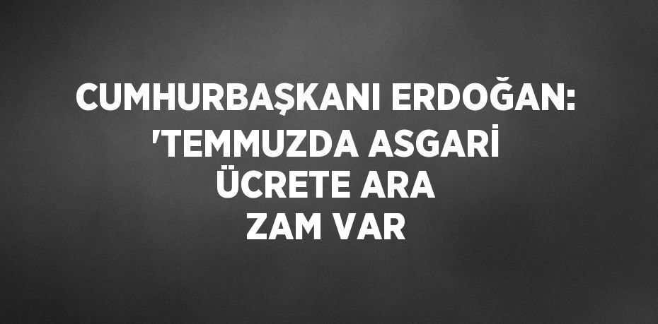 CUMHURBAŞKANI ERDOĞAN: 'TEMMUZDA ASGARİ ÜCRETE ARA ZAM VAR