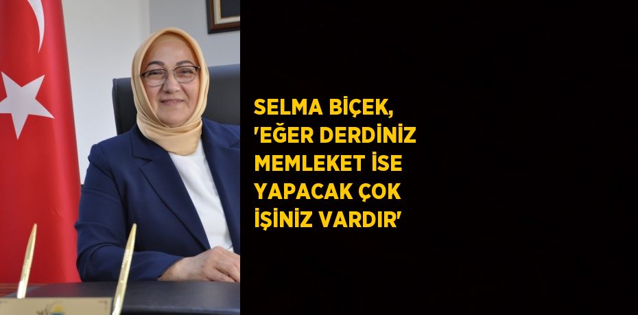 SELMA BİÇEK, 'EĞER DERDİNİZ MEMLEKET İSE YAPACAK ÇOK İŞİNİZ VARDIR'