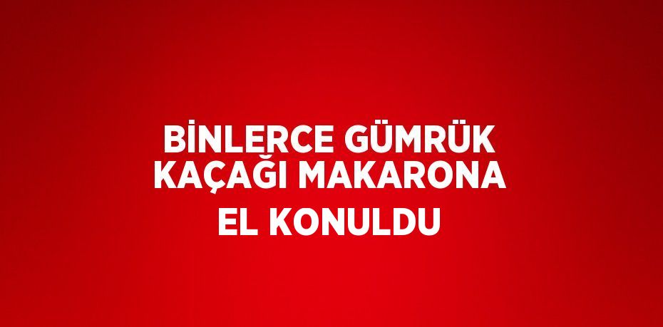 BİNLERCE GÜMRÜK KAÇAĞI MAKARONA EL KONULDU