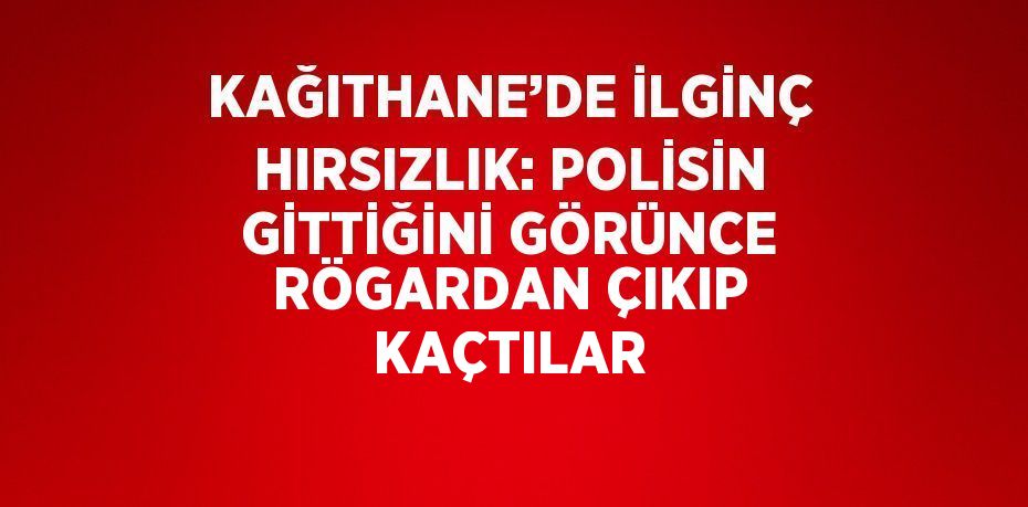 KAĞITHANE’DE İLGİNÇ HIRSIZLIK: POLİSİN GİTTİĞİNİ GÖRÜNCE RÖGARDAN ÇIKIP KAÇTILAR