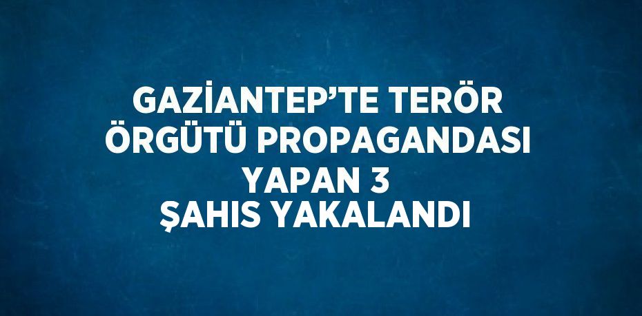 GAZİANTEP’TE TERÖR ÖRGÜTÜ PROPAGANDASI YAPAN 3 ŞAHIS YAKALANDI