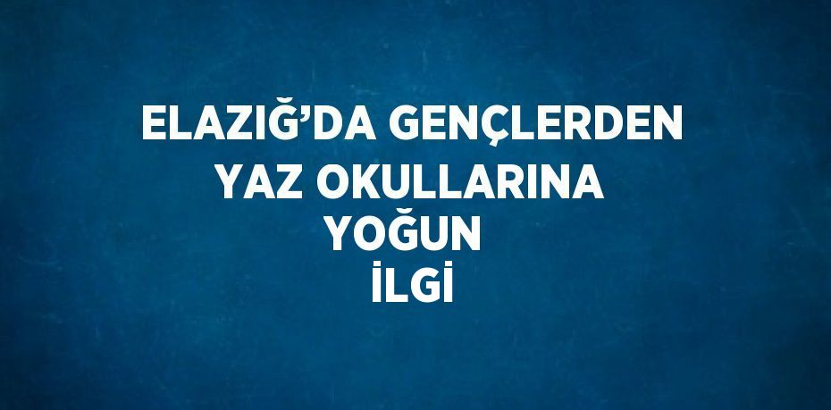 ELAZIĞ’DA GENÇLERDEN YAZ OKULLARINA YOĞUN  İLGİ