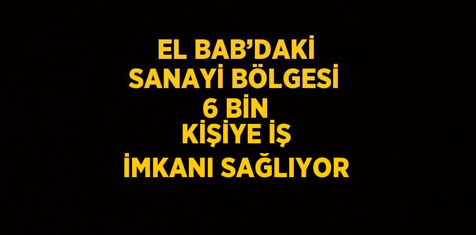 EL BAB’DAKİ SANAYİ BÖLGESİ 6 BİN KİŞİYE İŞ İMKANI SAĞLIYOR