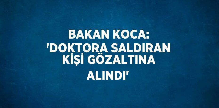 BAKAN KOCA: 'DOKTORA SALDIRAN KİŞİ GÖZALTINA ALINDI'