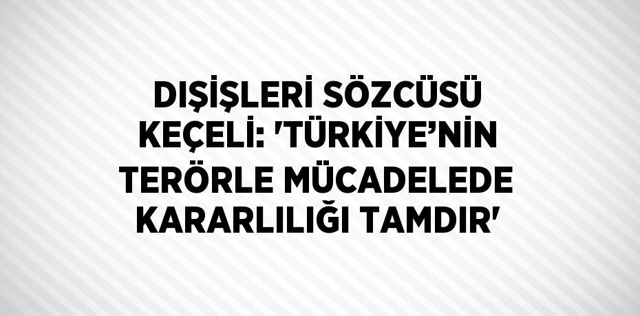 DIŞİŞLERİ SÖZCÜSÜ KEÇELİ: 'TÜRKİYE’NİN TERÖRLE MÜCADELEDE KARARLILIĞI TAMDIR'