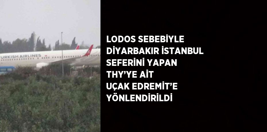 LODOS SEBEBİYLE DİYARBAKIR İSTANBUL SEFERİNİ YAPAN THY’YE AİT UÇAK EDREMİT’E YÖNLENDİRİLDİ