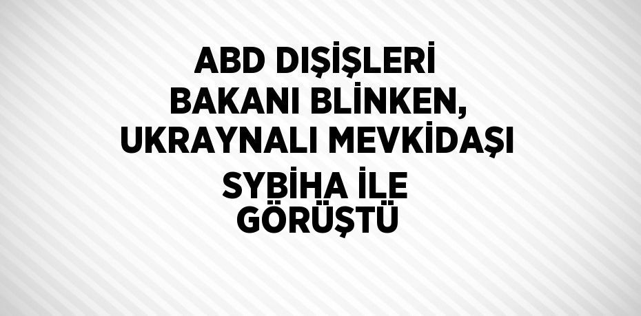 ABD DIŞİŞLERİ BAKANI BLİNKEN, UKRAYNALI MEVKİDAŞI SYBİHA İLE GÖRÜŞTÜ