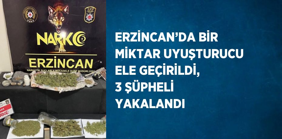 ERZİNCAN’DA BİR MİKTAR UYUŞTURUCU ELE GEÇİRİLDİ, 3 ŞÜPHELİ YAKALANDI