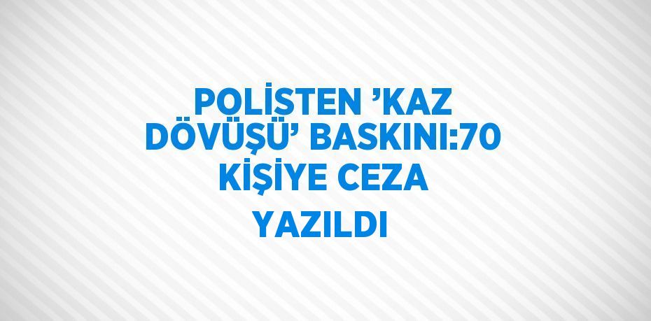 POLİSTEN ’KAZ DÖVÜŞÜ’ BASKINI:70 KİŞİYE CEZA YAZILDI