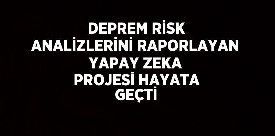 DEPREM RİSK ANALİZLERİNİ RAPORLAYAN YAPAY ZEKA PROJESİ HAYATA GEÇTİ